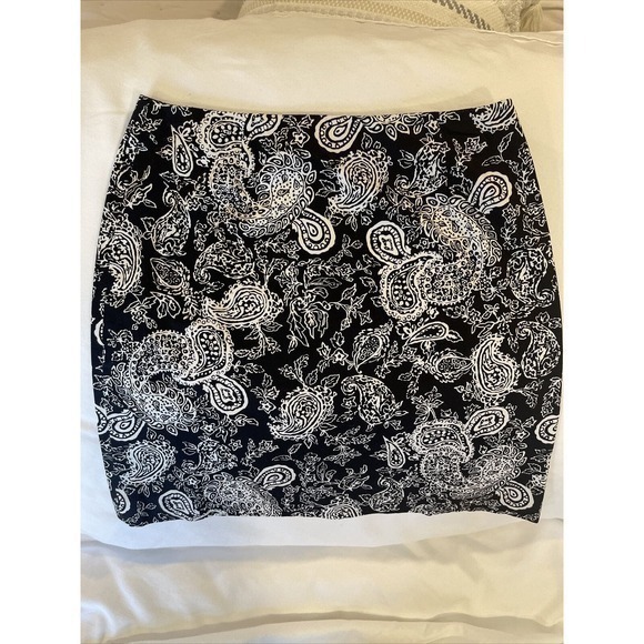Lauren Ralph Lauren Womens Midi Straight Pencil Skirt Paisley Back Zipper Sz 4p